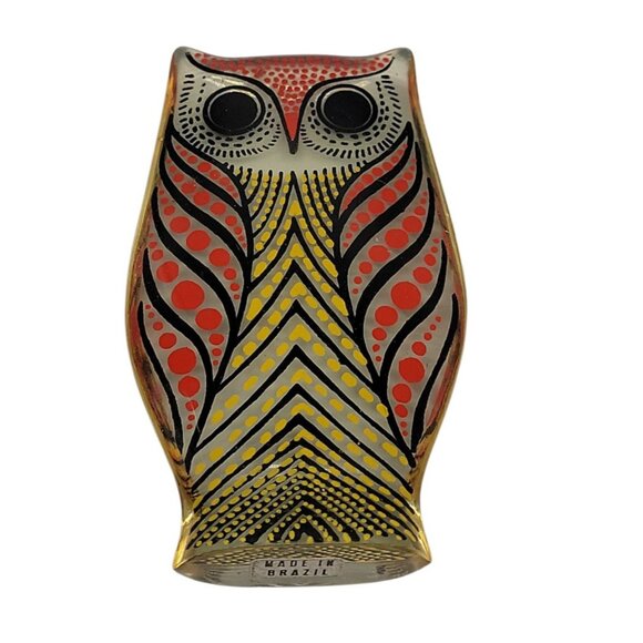 Abraham Palatnik Owl Figurine Vintage Lucite Made In Brazil Kinetic Translucent - Picture 8 of 9